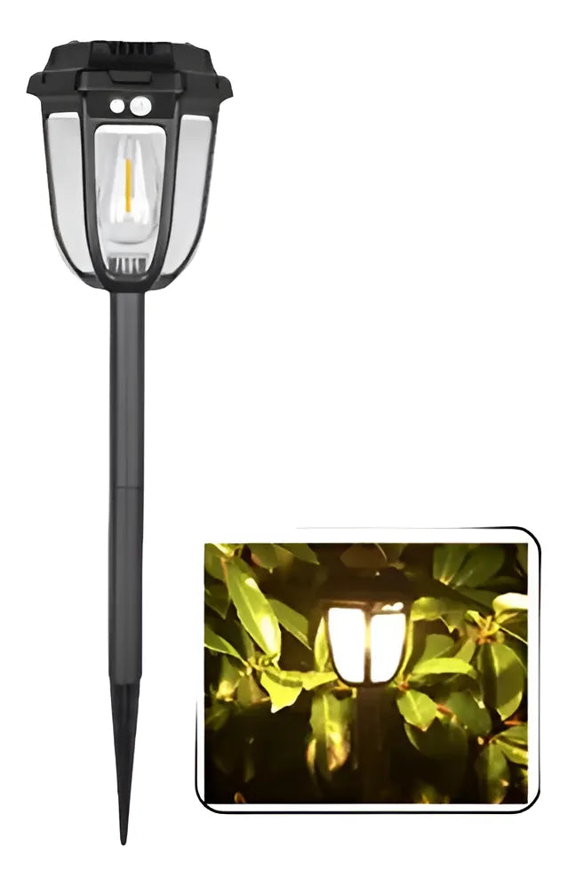 Luz De Columna Solar 2 En 1 Negra
