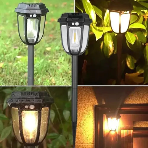 Luz De Columna Solar 2 En 1 Negra